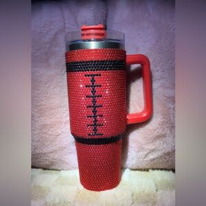 Red and Black Rhinestone Tumbler